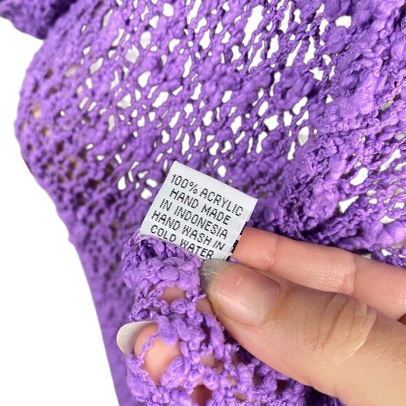 Lost River Clothing Hand Knit Crochet Cowl Lagenlook Asymmetric Poncho Sweater - Picture 10 of 10